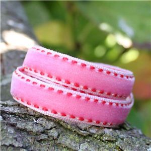 Velvet Saddle Stitch Ribbon - Tearose/Red